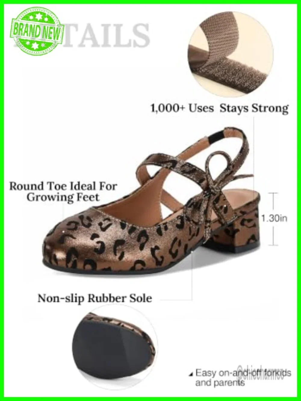 Girls Low Heel Slingback Mary Jane Bow Pumps Dress Shoes Faux Leather